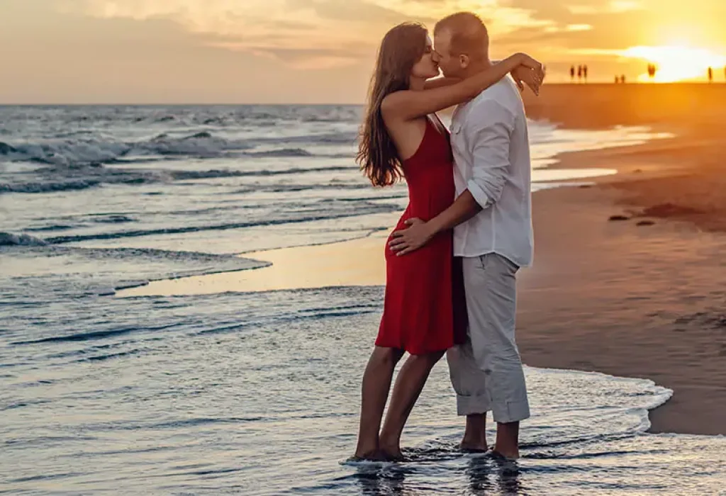 Romantic Honeymoon Couple in Sri Lanka Beach