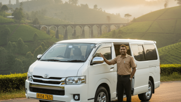 "Professional private driver with a clean SUV for a Sri Lanka private tour at a scenic viewpoint in Ella."