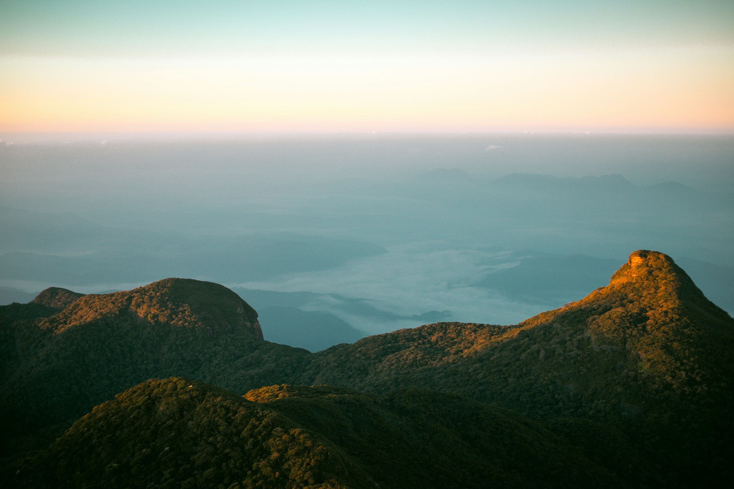 Adam's Peak (Sri Pada) catching the first light at sunrise