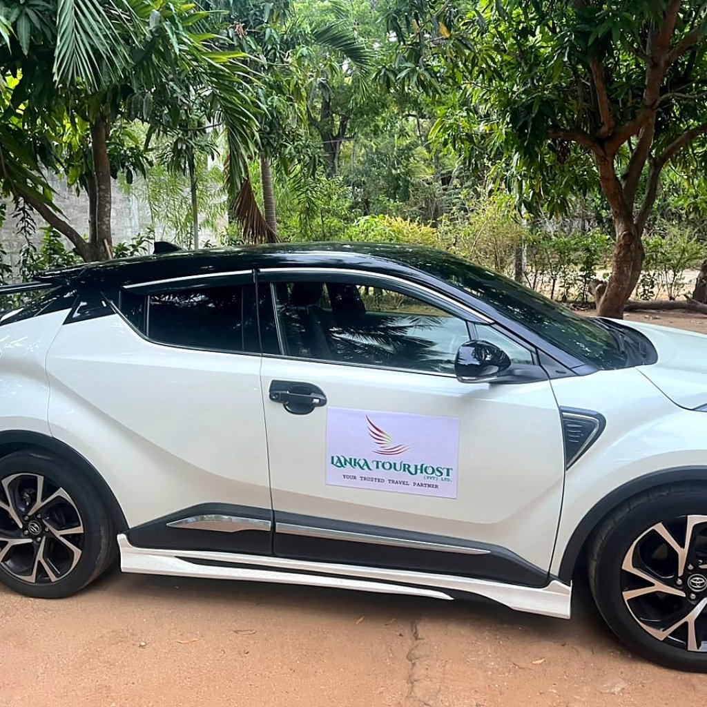 Lanka Tour Host Toyota C-HR with the company name on the door