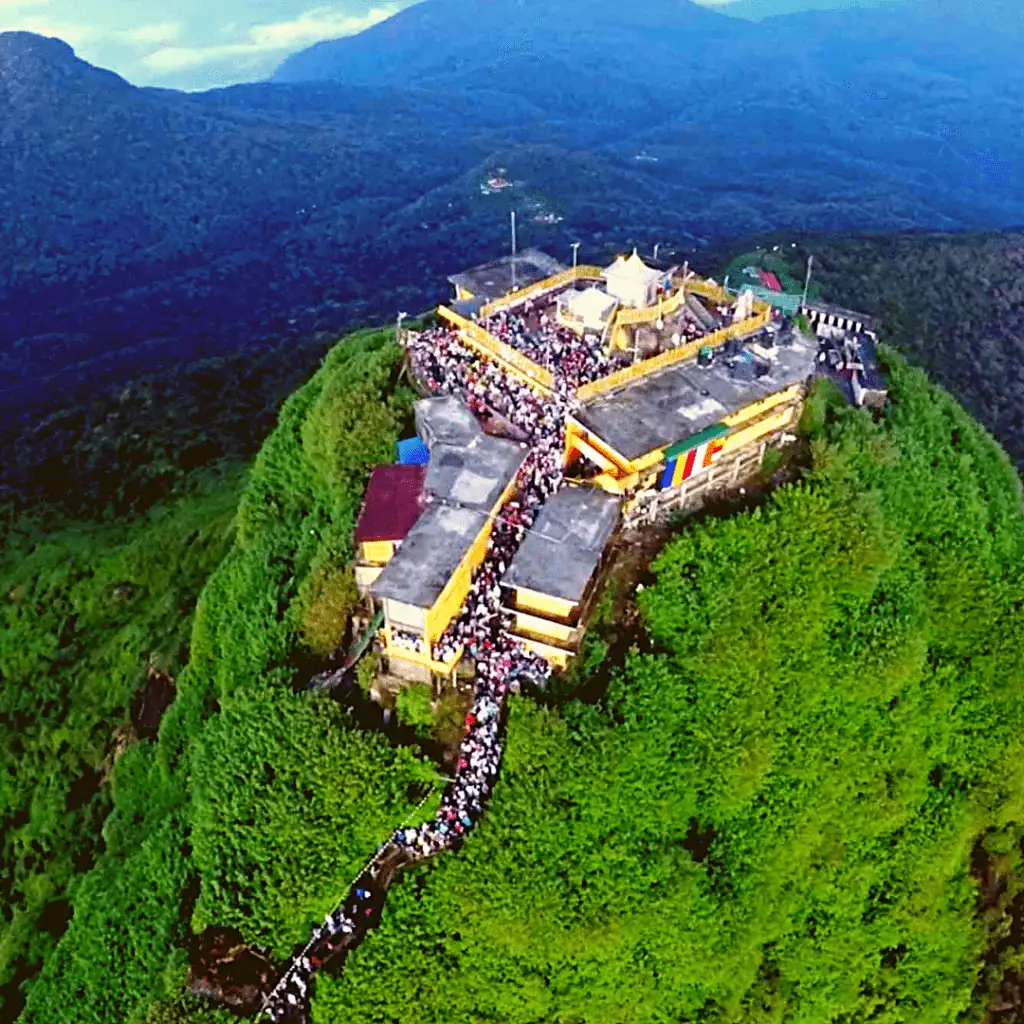 Aerial view of the summit shrine on Sri Padaya (Adam's Peak)