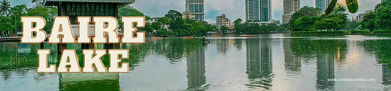 Beira Lake in Colombo with city buildings reflected in the water