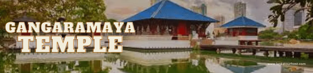 The Gangaramaya Temple in Colombo with its pavilion on the lake